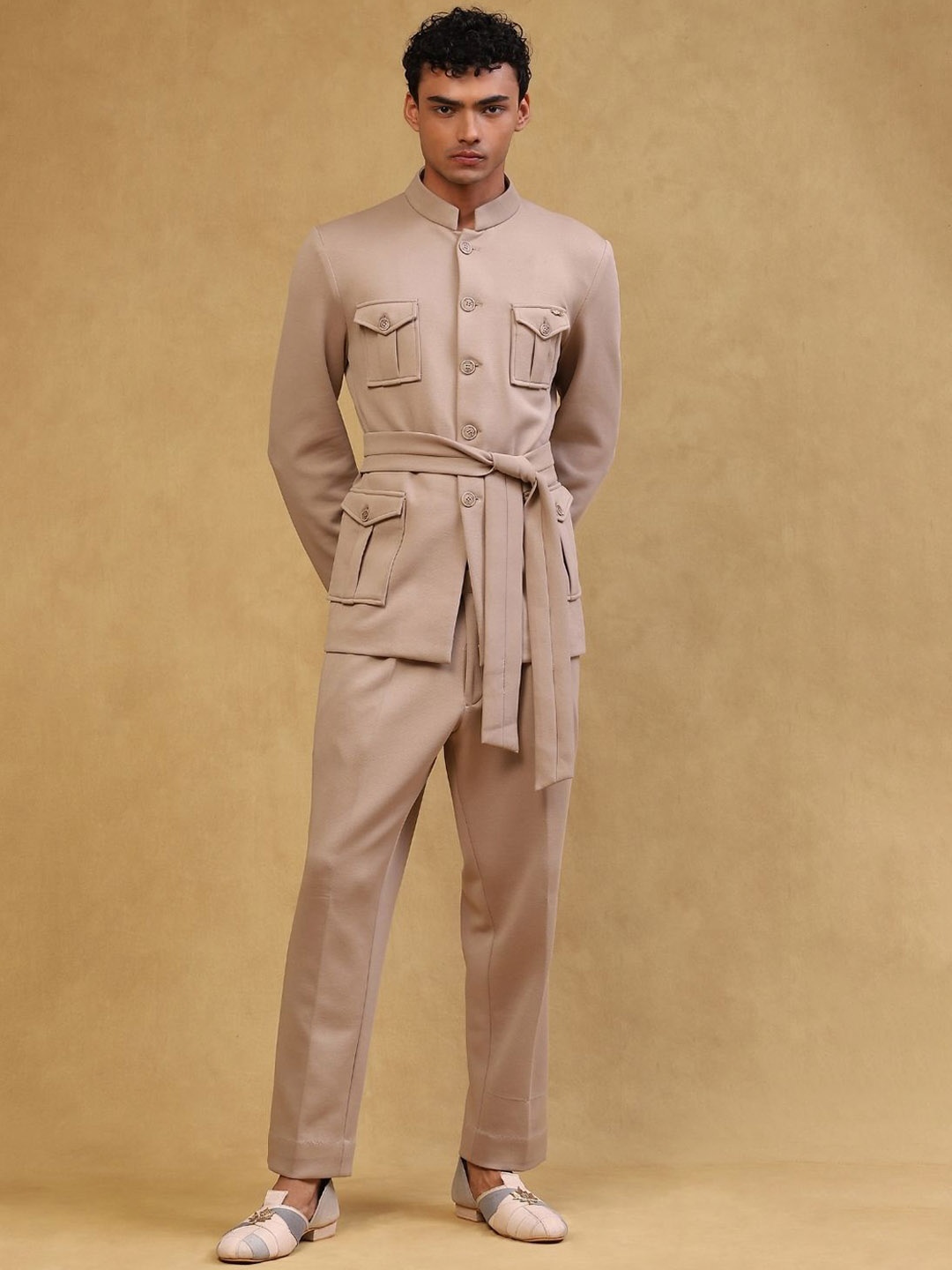 

Soniya g Linen Coat & Trousers With Belt, Beige