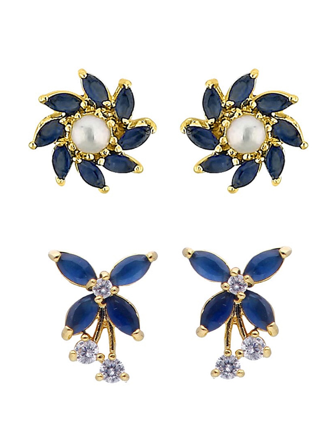

Sri Jagdamba Pearls Dealer Set Of 2 Gold-Plated Studs Earrings