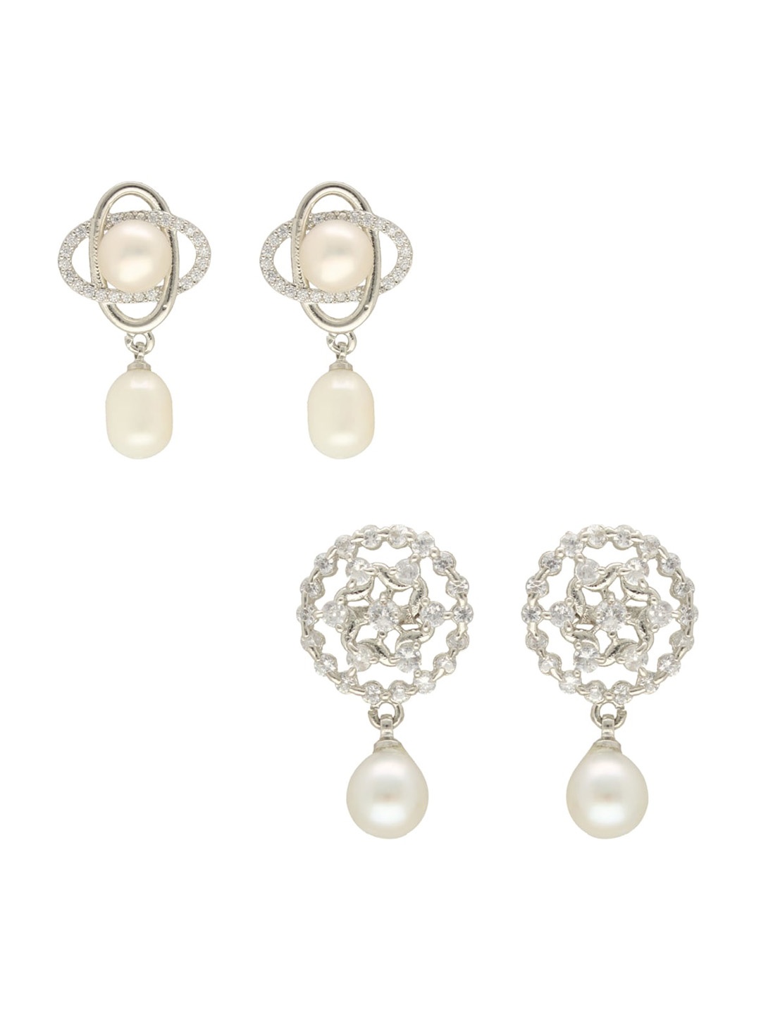 

Sri Jagdamba Pearls Dealer Set Of 2 Gold-Plated Beaded Drop Earrings