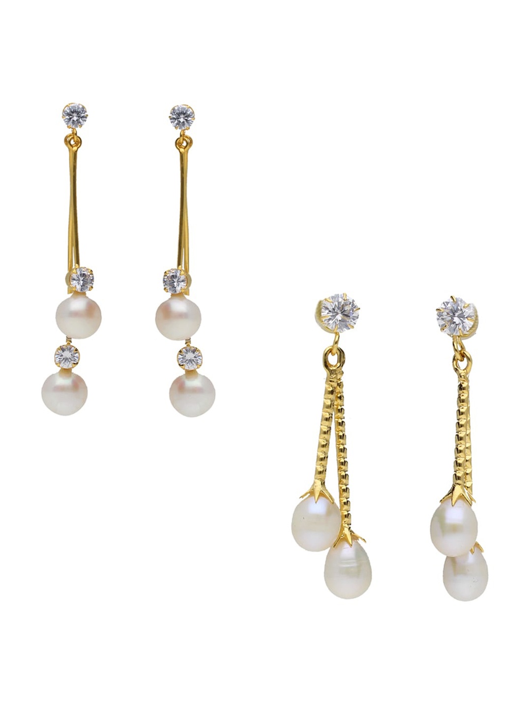 

Sri Jagdamba Pearls Dealer Set Of 2 Gold-Plated Beaded Drop Earrings