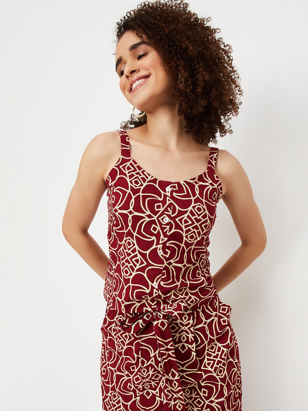 

max Abstract Printed Sleeveless Top, Rust