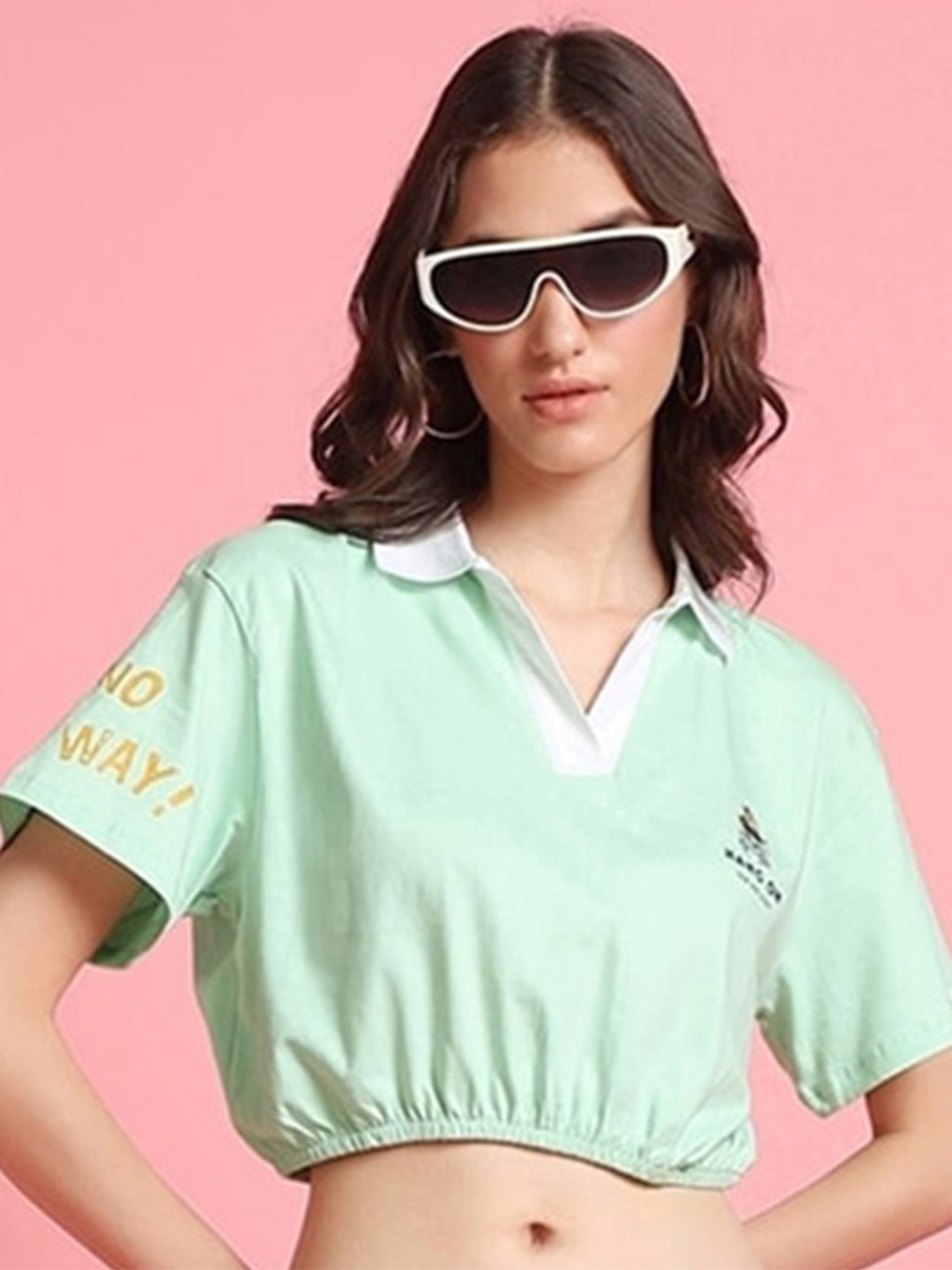 

Bewakoof Extended Sleeves Cotton Crop Top, Green