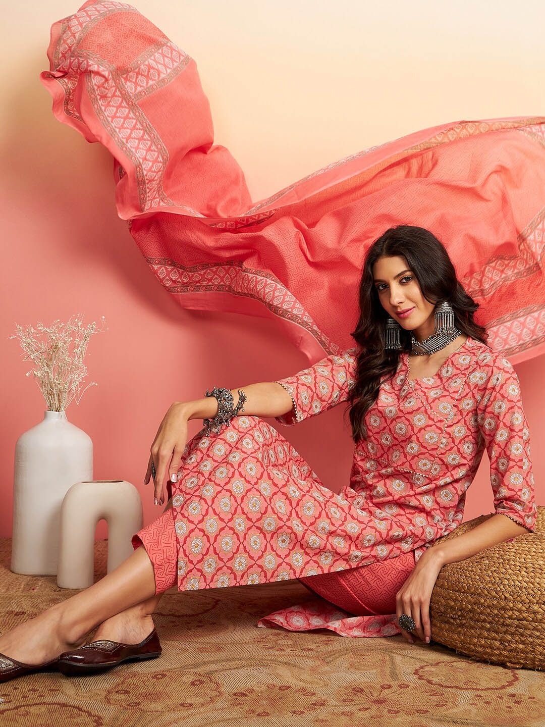 

Sangria Pink Printed Kurta Set