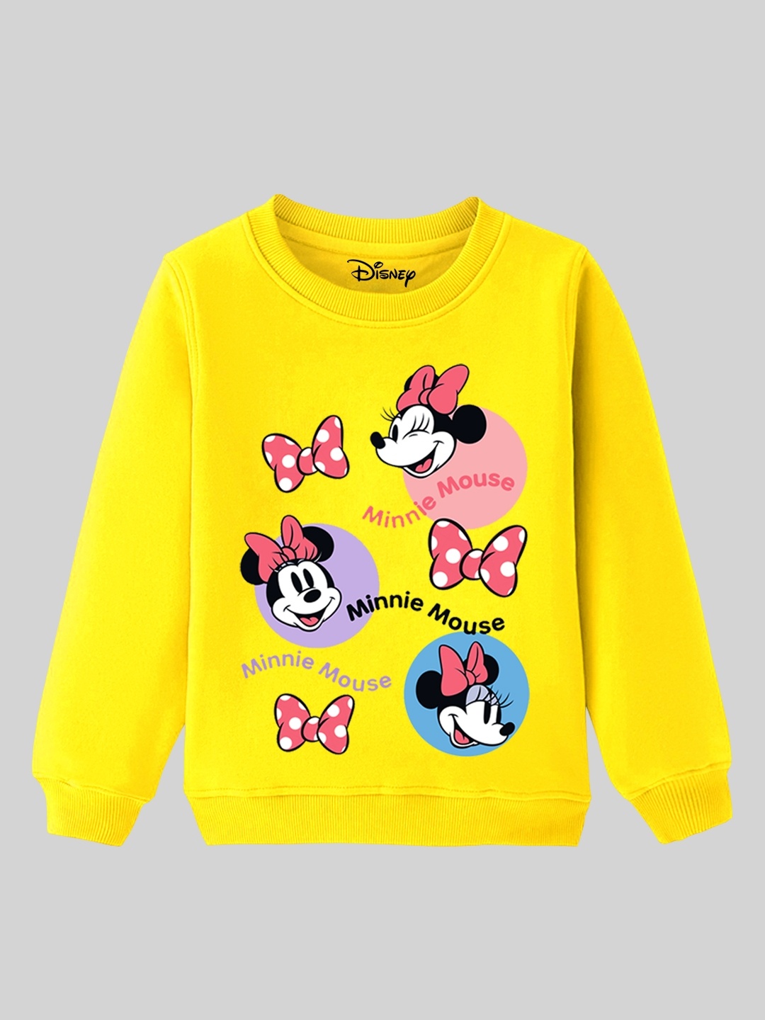 

KUCHIPOO Girls Minnie Mouse Printed Fleece Pullover Sweatshirt, Yellow