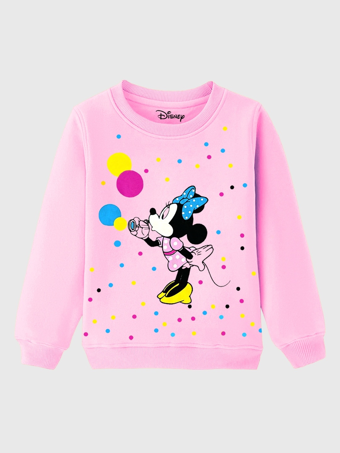 

KUCHIPOO Girls Minnie Mouse Printed Fleece Pullover Sweatshirt, Pink