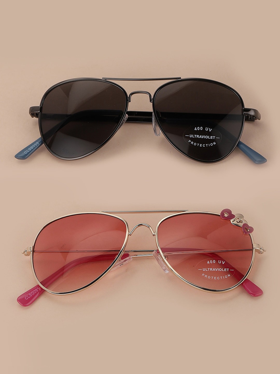 

Carlton London Kids Set Of 2 Aviator Sunglasses With UV Protected Lens-CLSKC293, Black