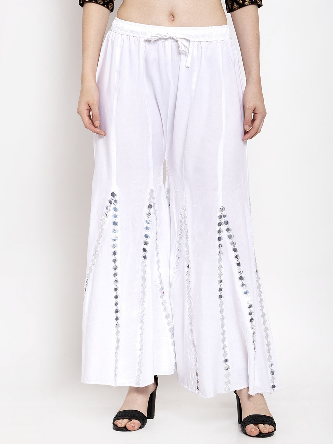 

Trend Level Women Embellished Flared Palazzos, White