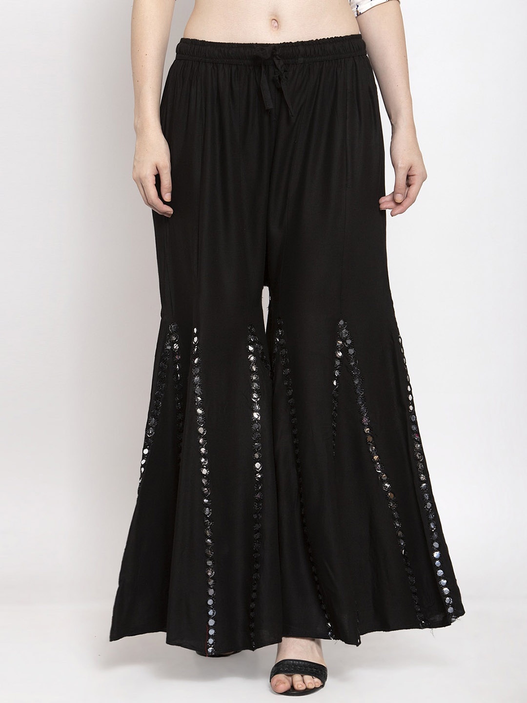 

Trend Level Women Embellished Flared Palazzos, Black