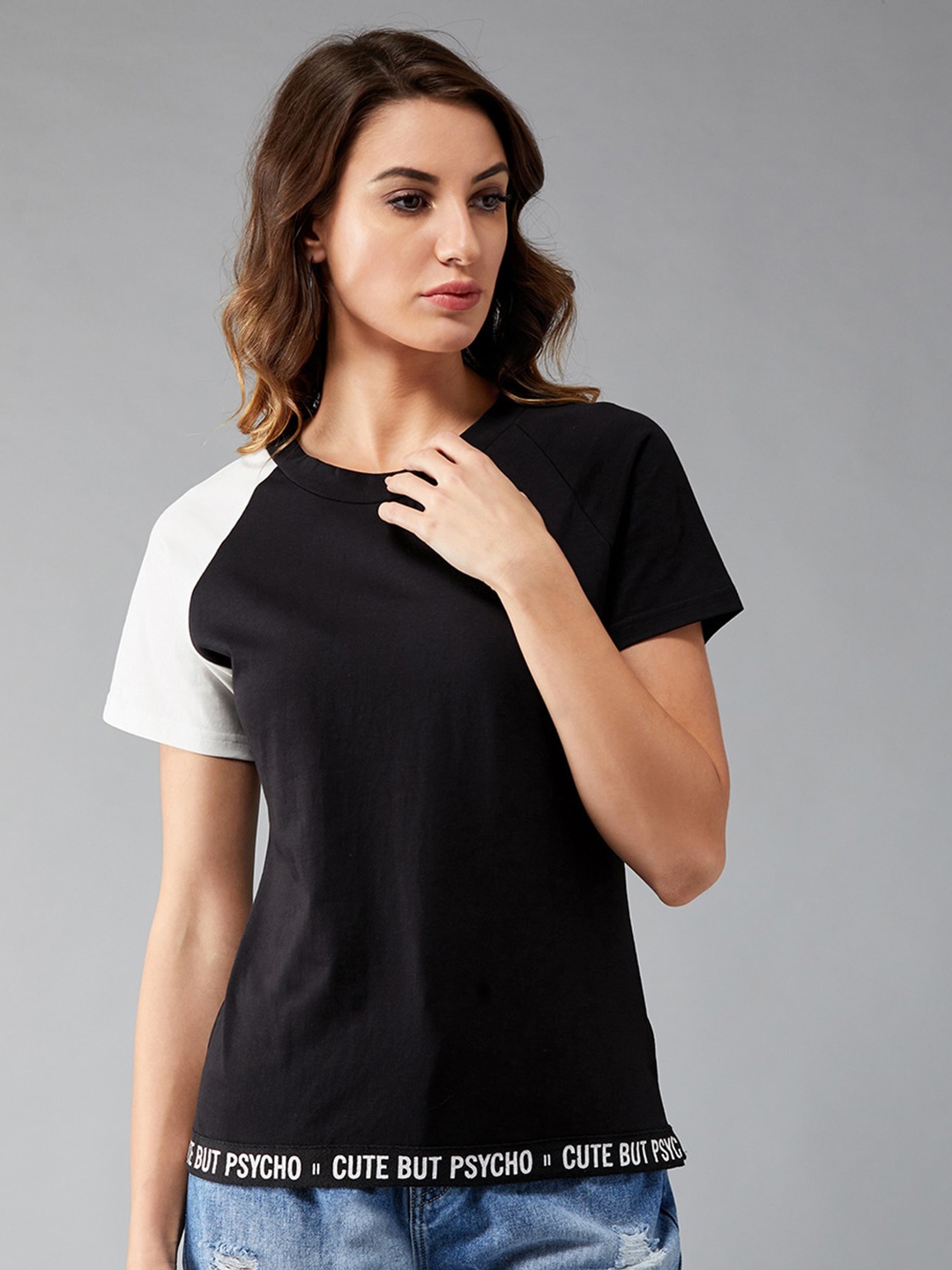 

BAESD Round Neck Cotton Relaxed Fit T-shirt, Black