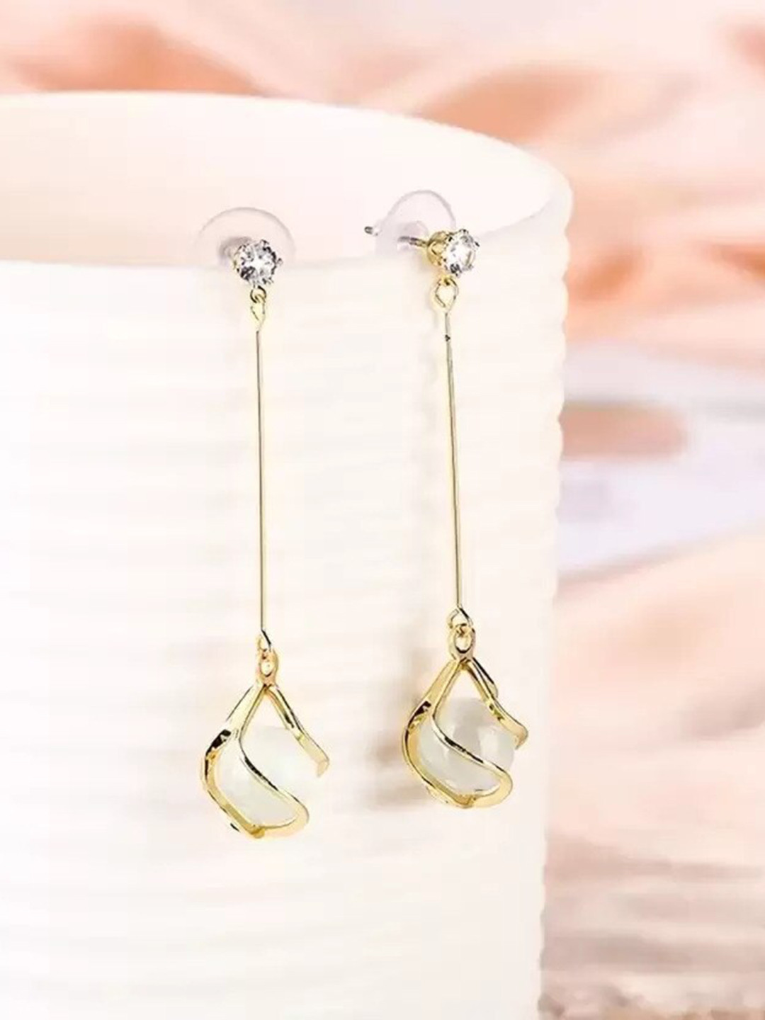 

KRYSTALZ Gold-Plated Teardrop Shaped Drop Earrings