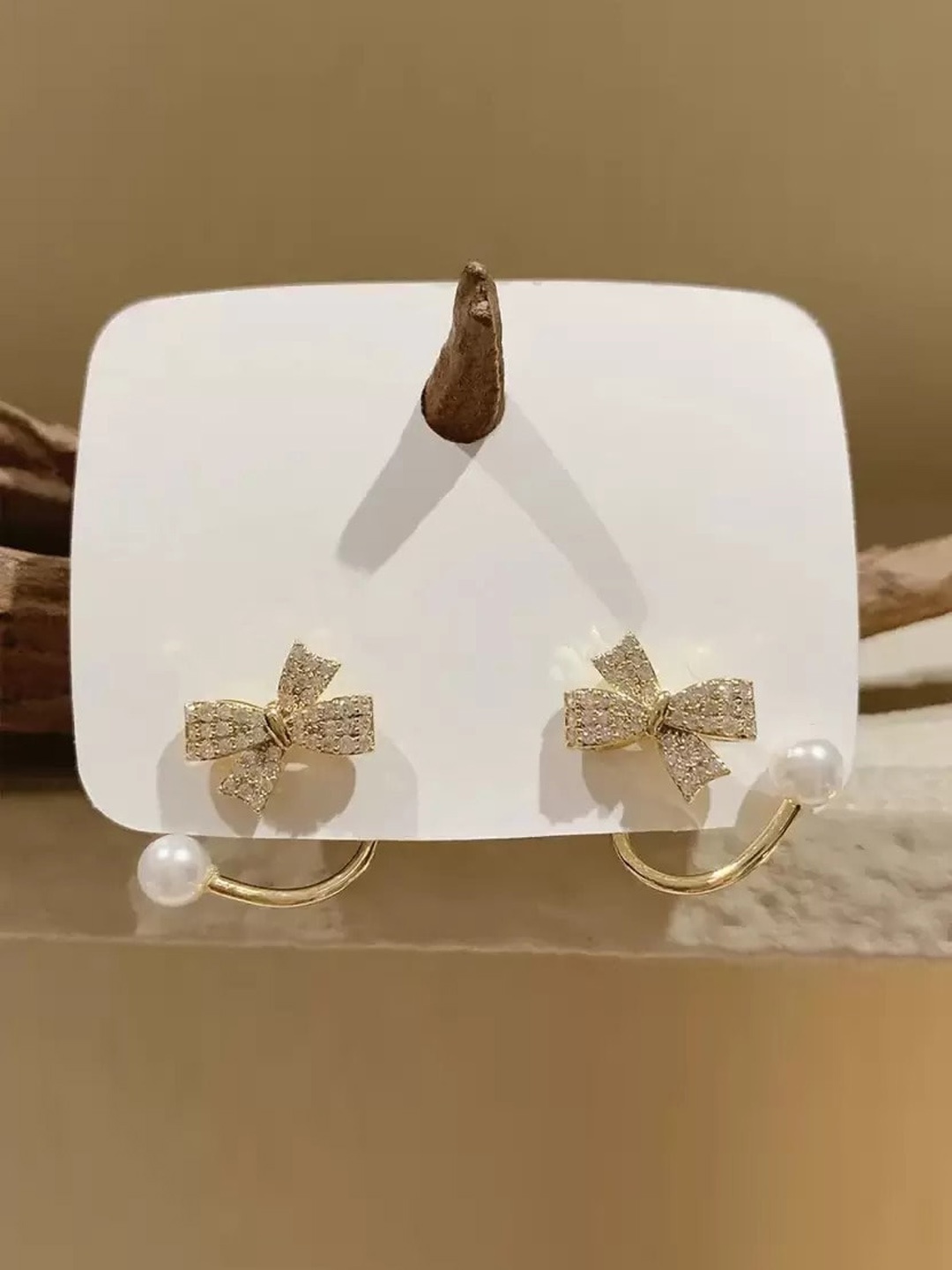 

KRYSTALZ Gold-Toned Contemporary Studs Earrings