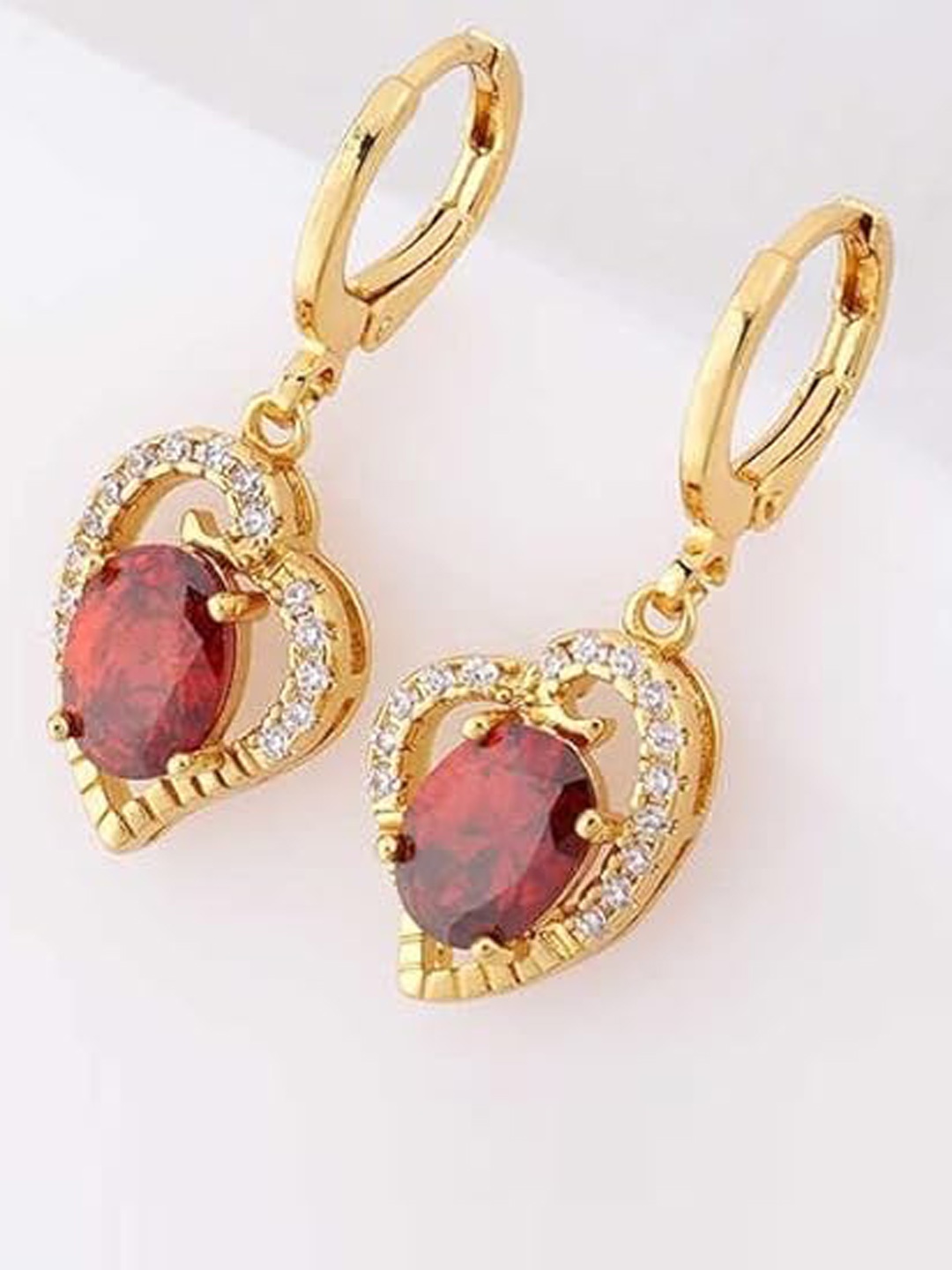 

KRYSTALZ Gold-Pleated Teardrop Shaped Drop Earrings