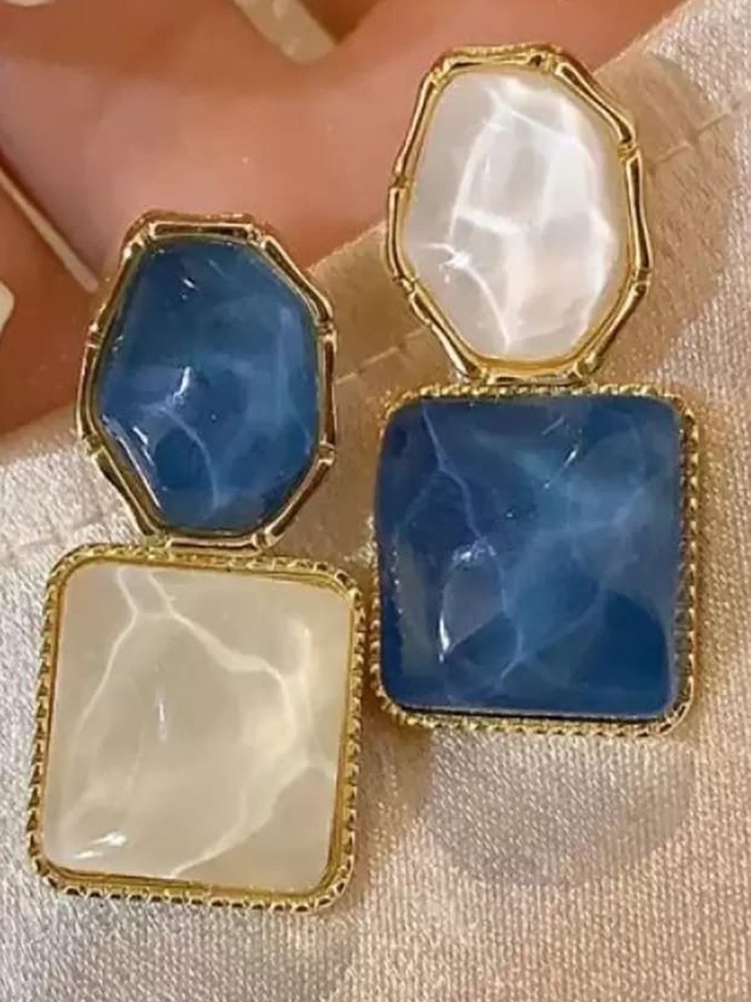 

KRYSTALZ Gold-Toned Geometric Drop Earrings