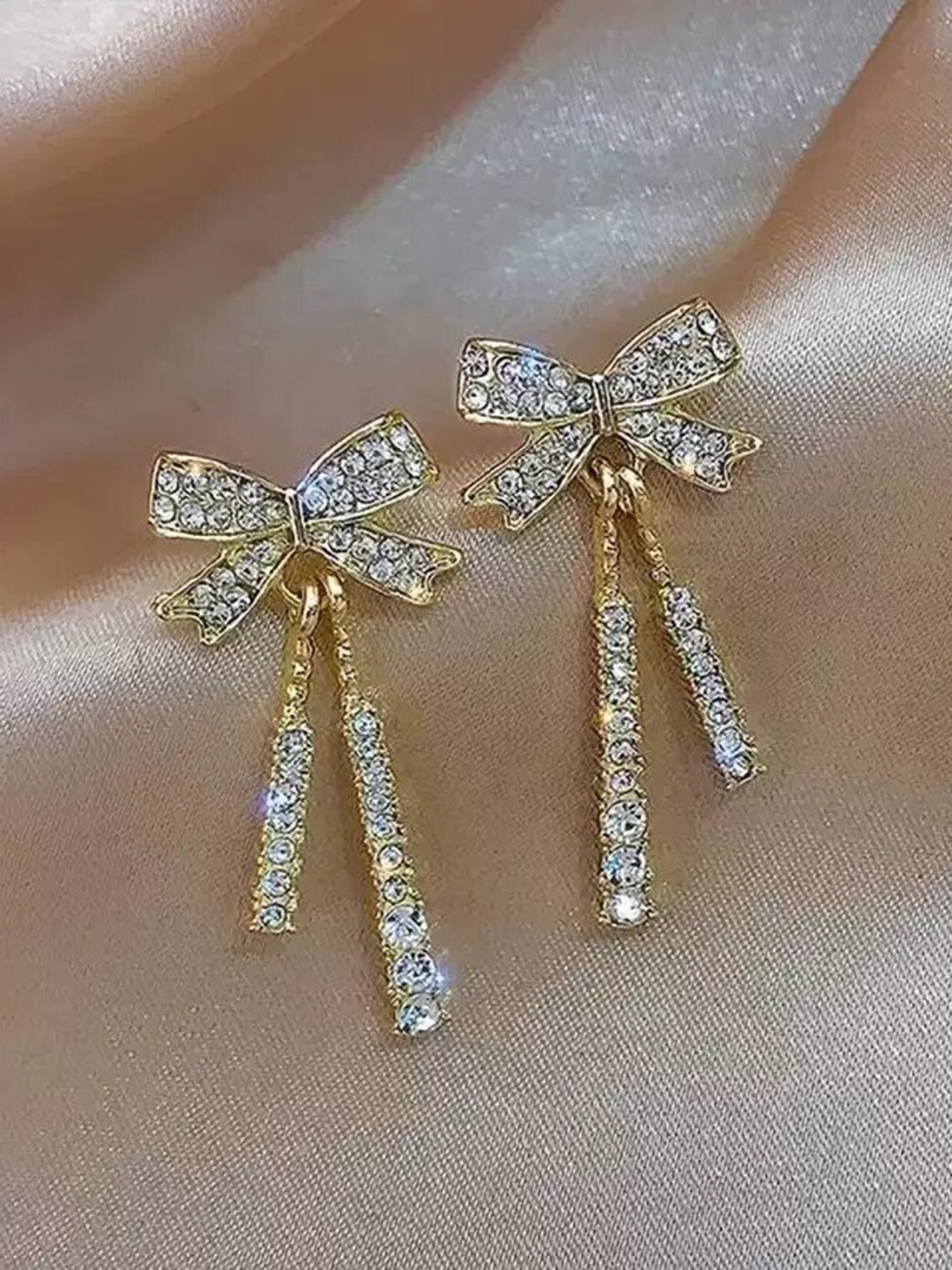 

KRYSTALZ Gold-Toned Teardrop Shaped Hoop Earrings