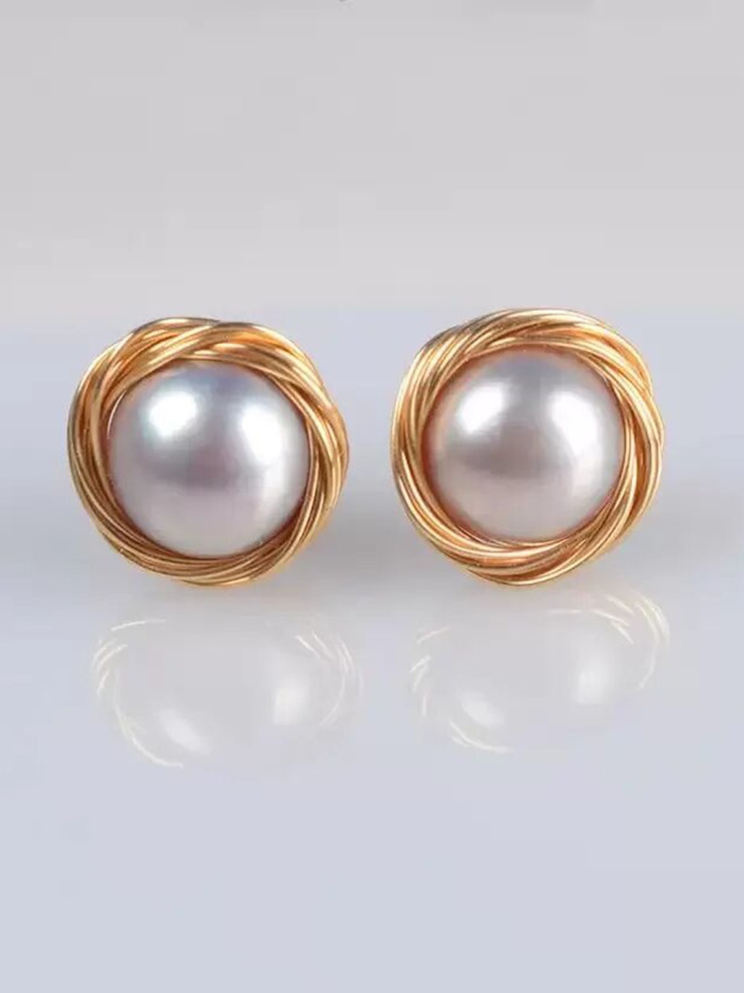 

KRYSTALZ Gold-Toned Circular Studs Earrings