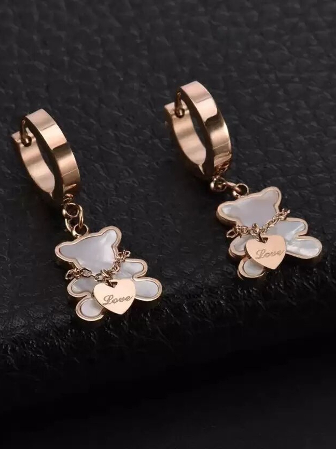 

KRYSTALZ Rose Gold-Plated Contemporary Drop Earrings