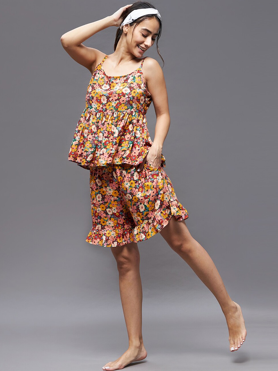 

BAESD Floral Printed Top With Shorts, Green