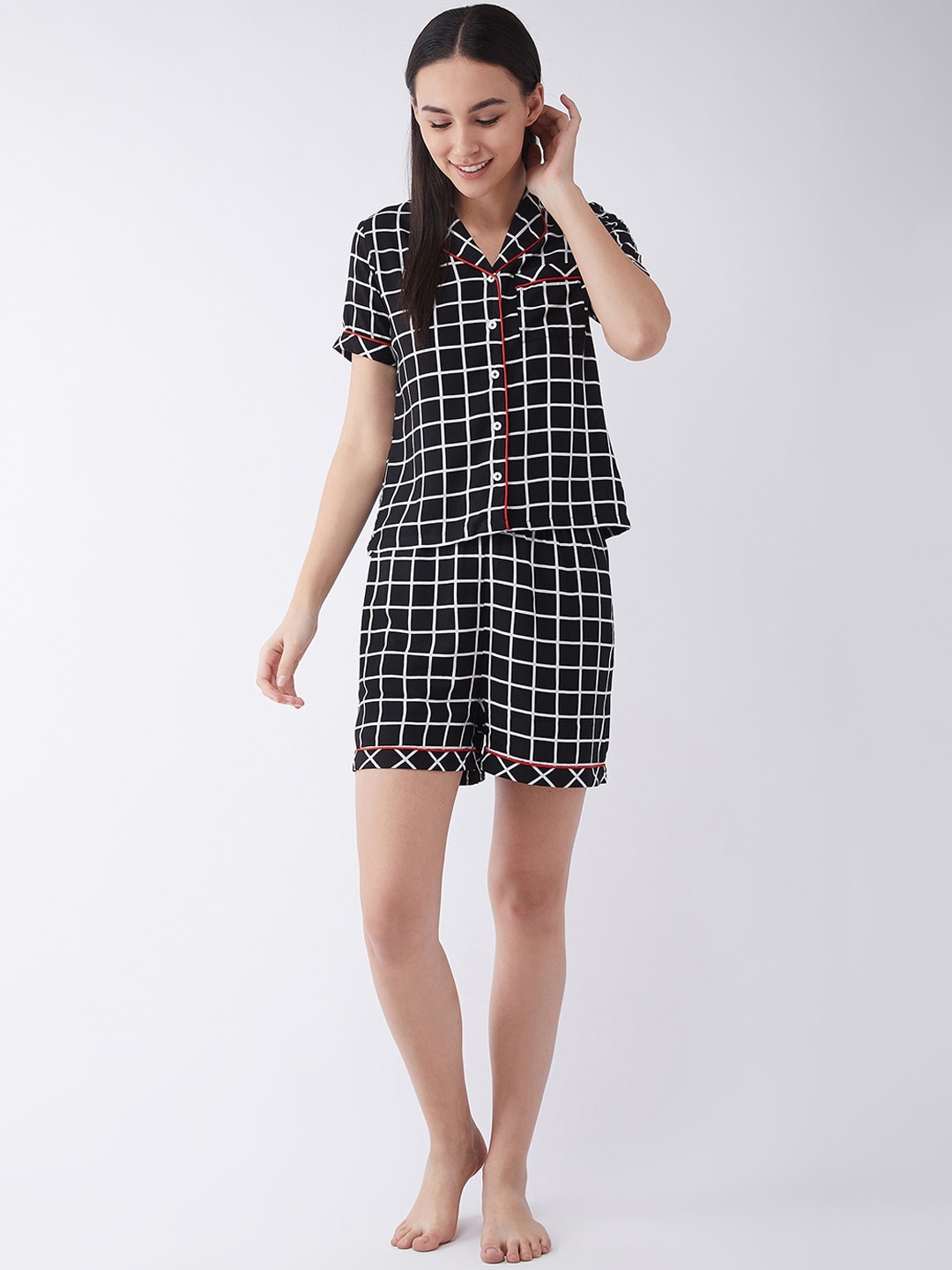 

BAESD Checked Shirt With Short, Black