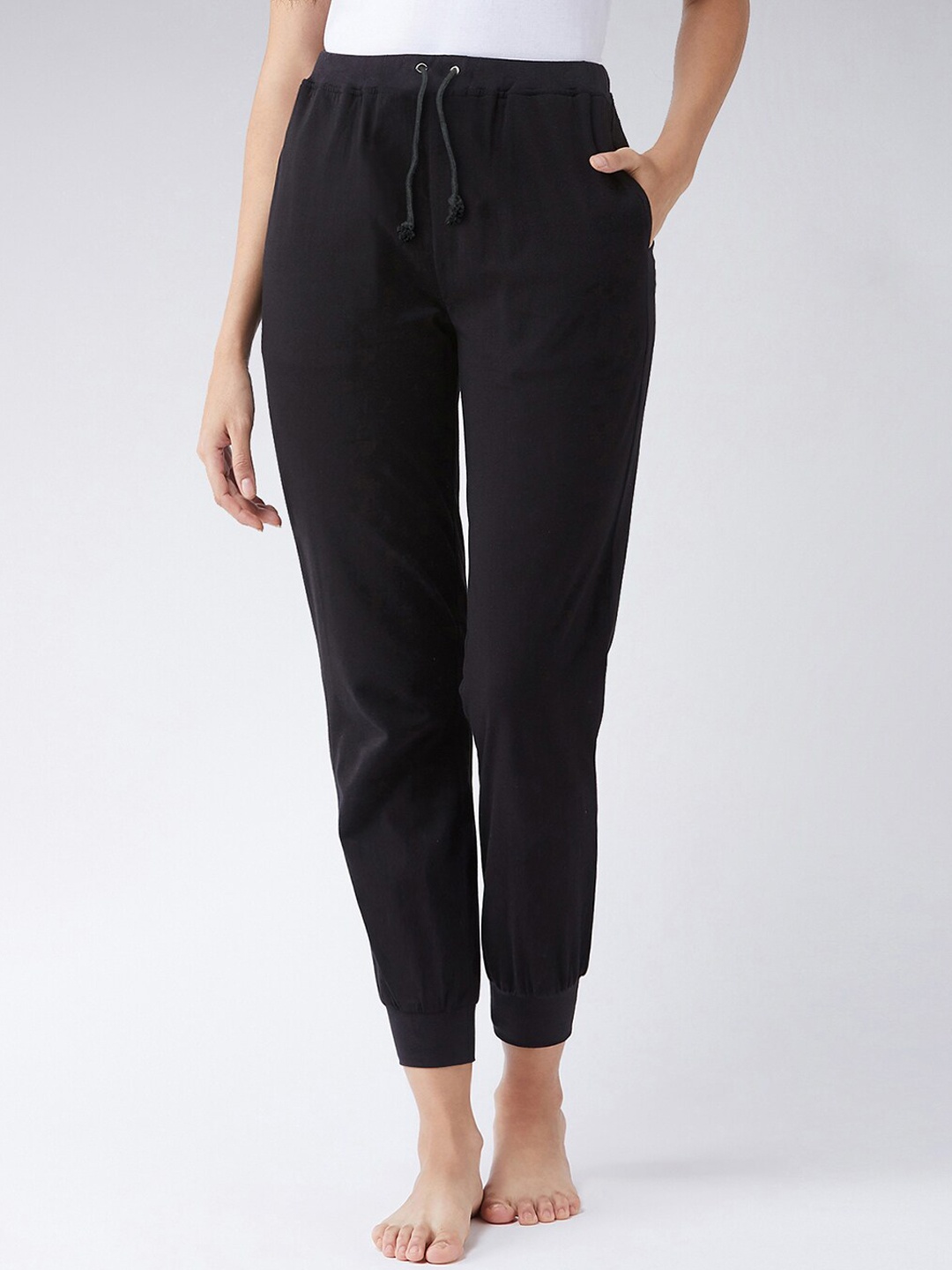 

BAESD Women Solid Pure Cotton Jogger Lounge Pants, Black