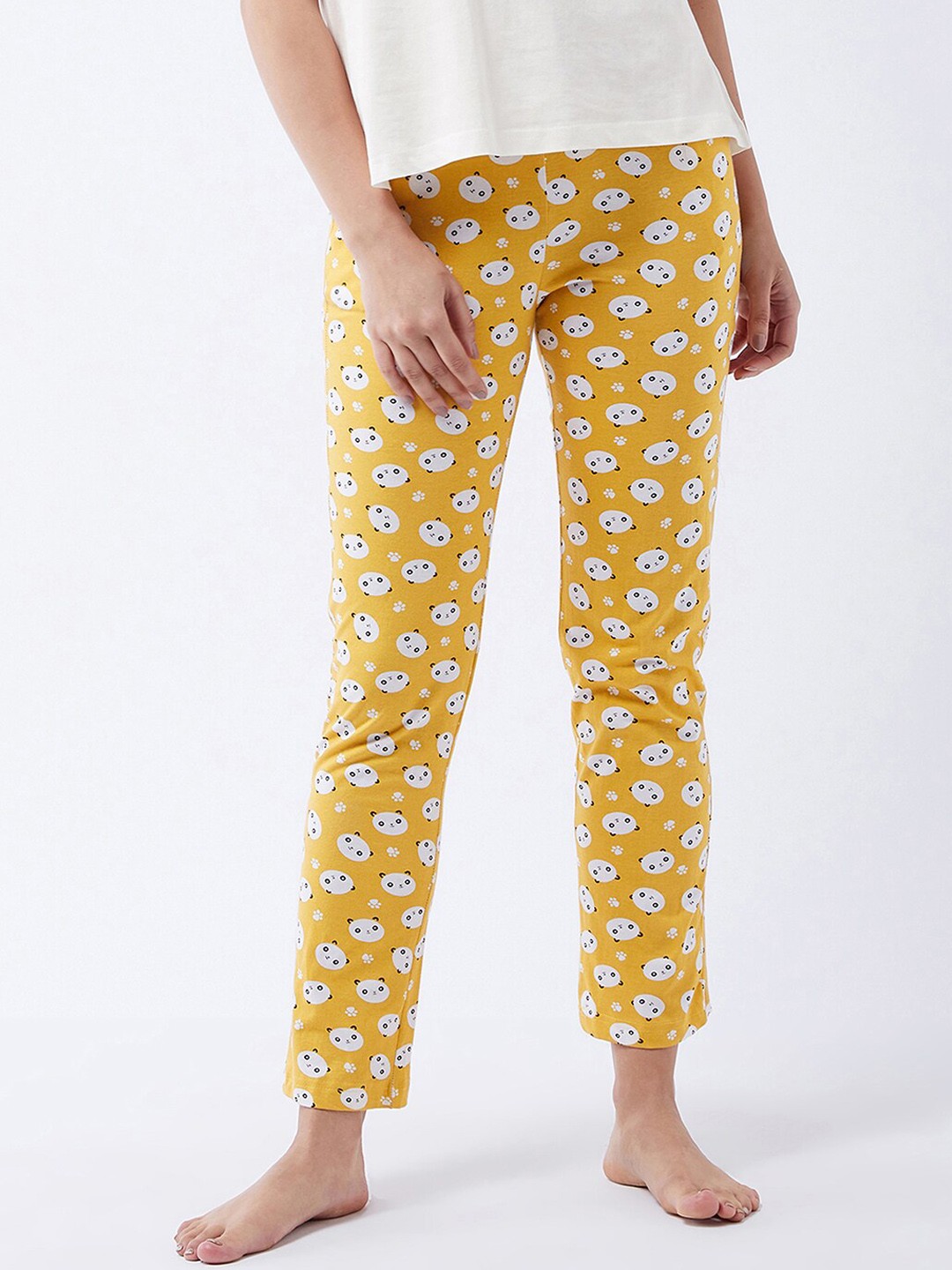 

BAESD Women Printed Pure Cotton Lounge Pant, Yellow