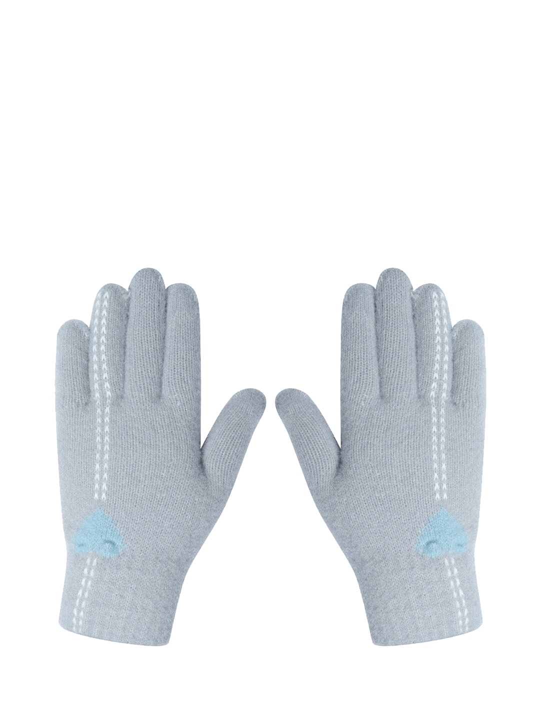 

LOOM LEGACY Women Woven Design Winter Acrylic Woollen Hand Gloves, Grey