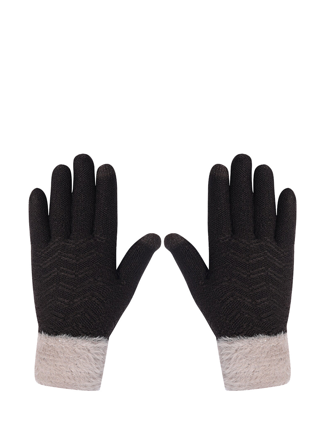

LOOM LEGACY Women Knitted Acrylic Hand Gloves, Coffee brown