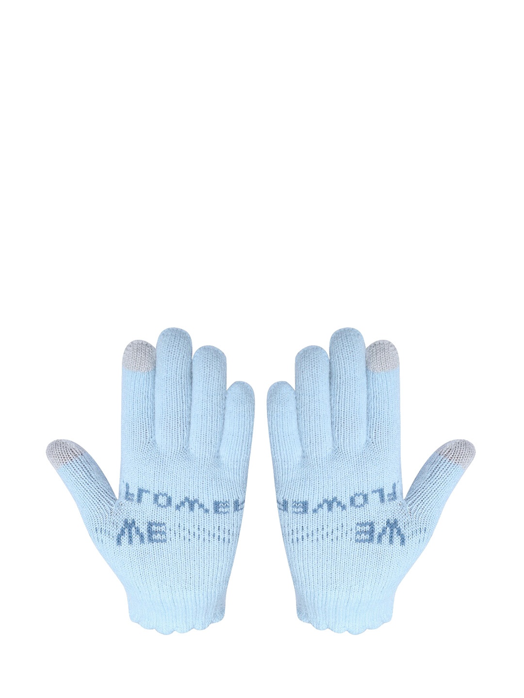 

LOOM LEGACY Women Woven Design Knitted Winter Acrylic Gloves, Blue