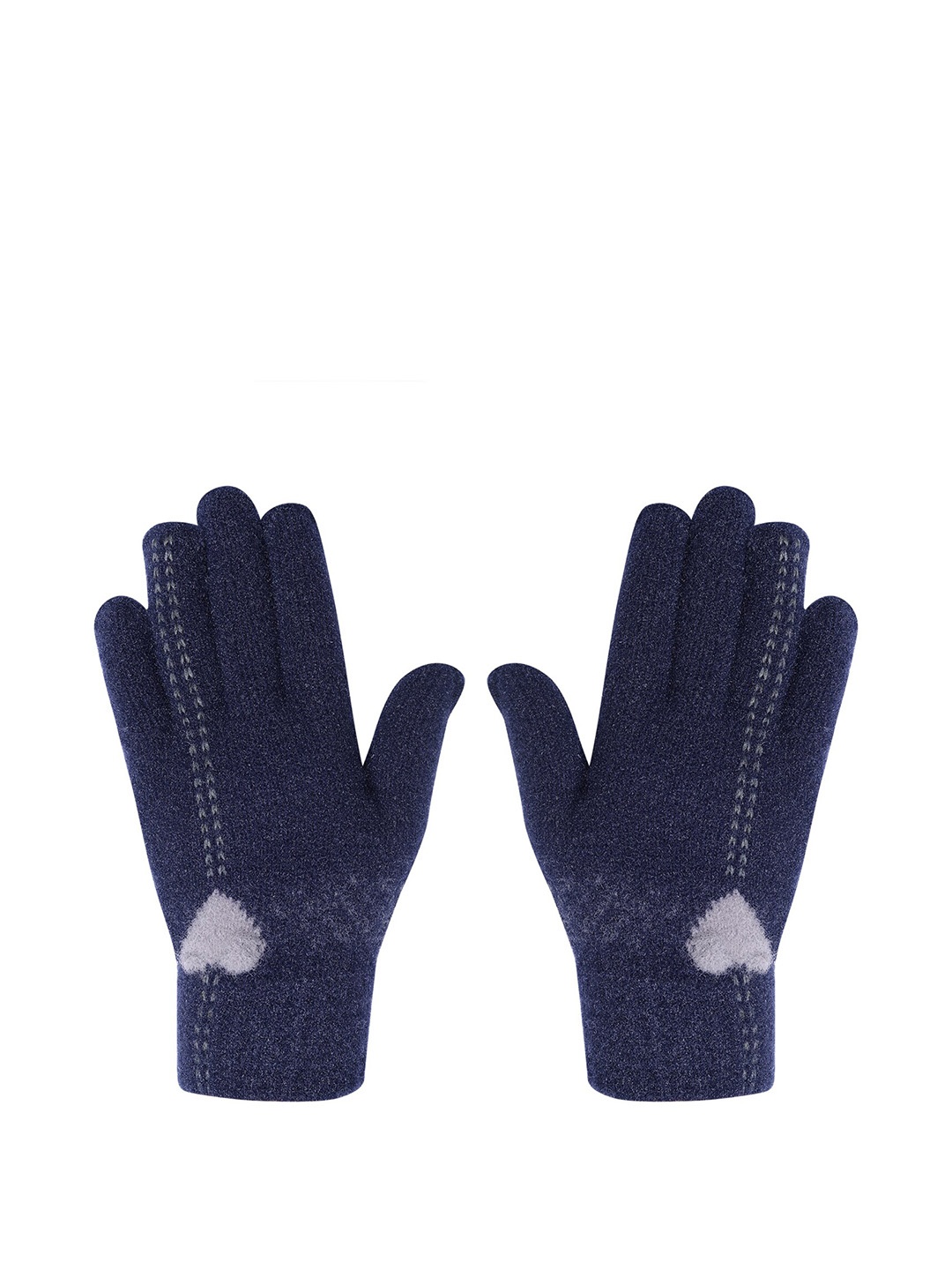 

LOOM LEGACY Women Knitted Design Winter Acrylic Hand Gloves, Navy blue