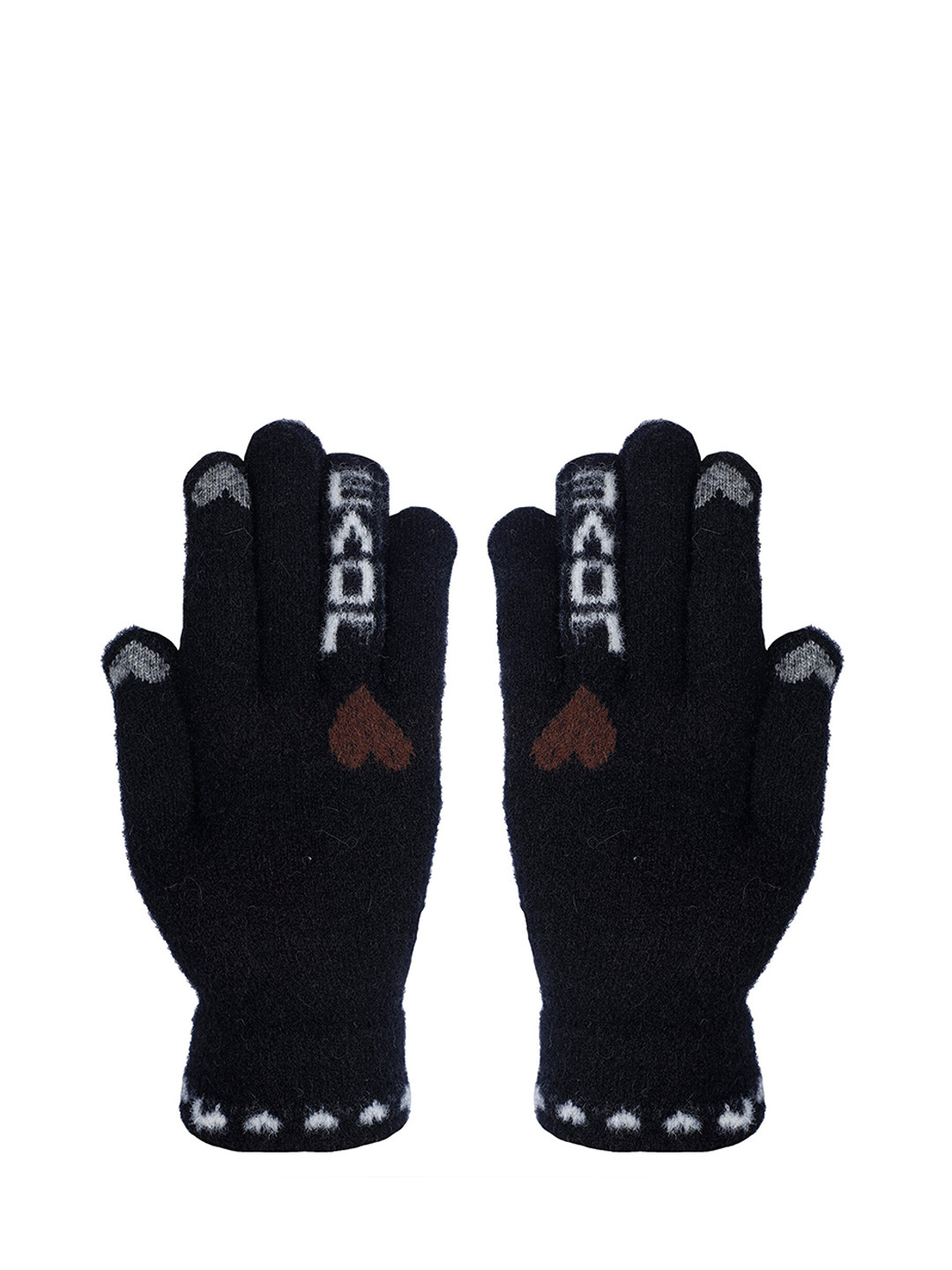 

LOOM LEGACY Women Knitted Design Winter Acrylic Hand Gloves, Black