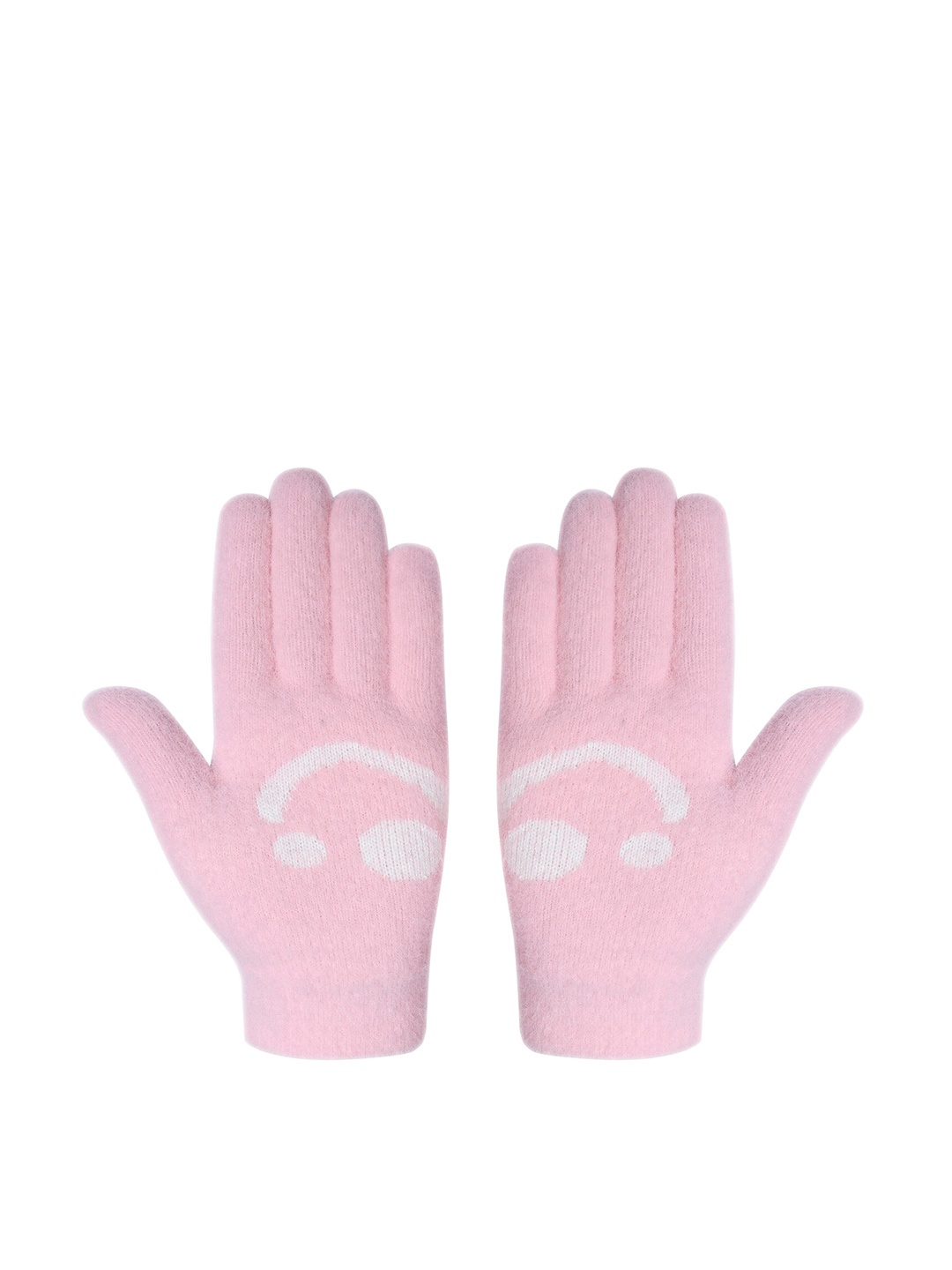 

LOOM LEGACY Women Knitted Design Winter Acrylic Woollen Hand Gloves, Pink