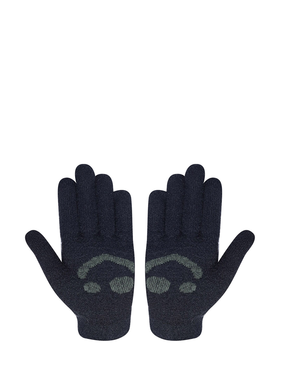 

LOOM LEGACY Women Winter Acrylic Woolen Woven Design Hand Gloves, Black
