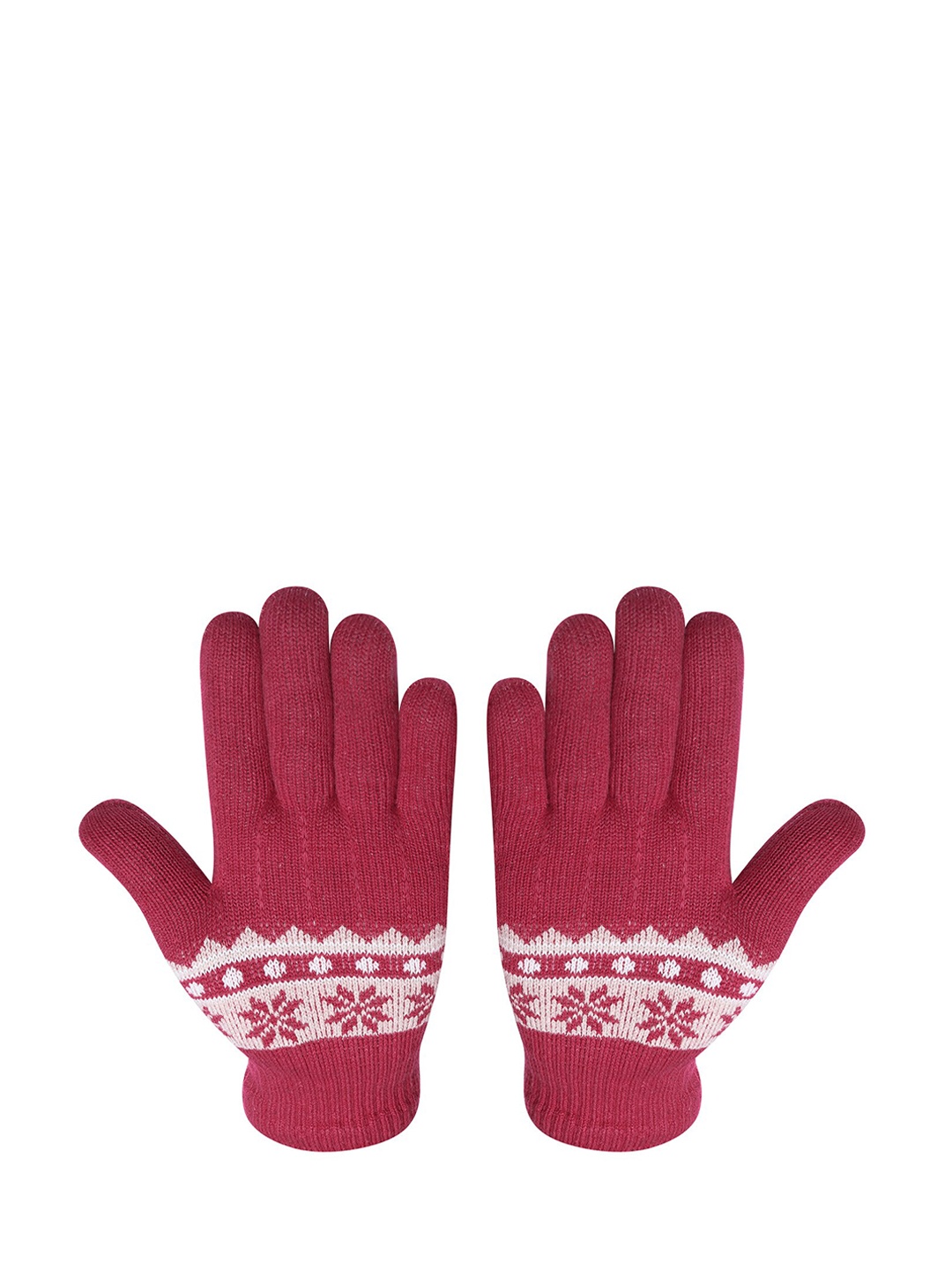 

LOOM LEGACY Women Knitted Design Winter Acrylic Woollen Hand Gloves, Magenta