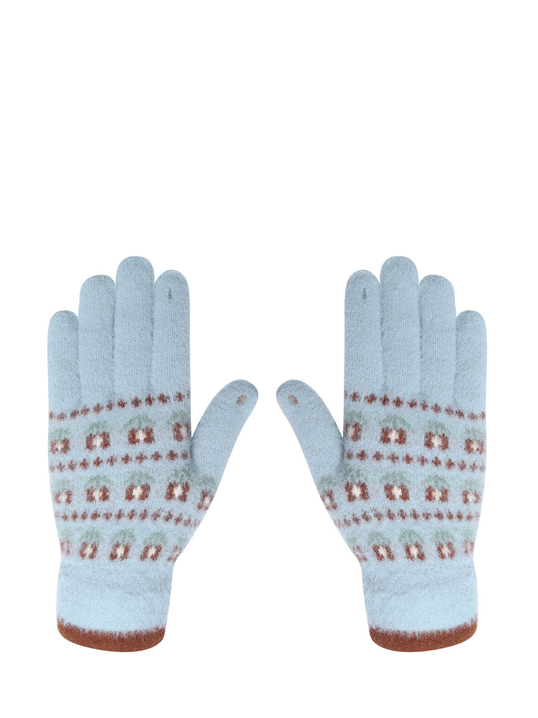 

LOOM LEGACY Women Knitted Design Winter Acrylic Woollen Hand Gloves, Blue
