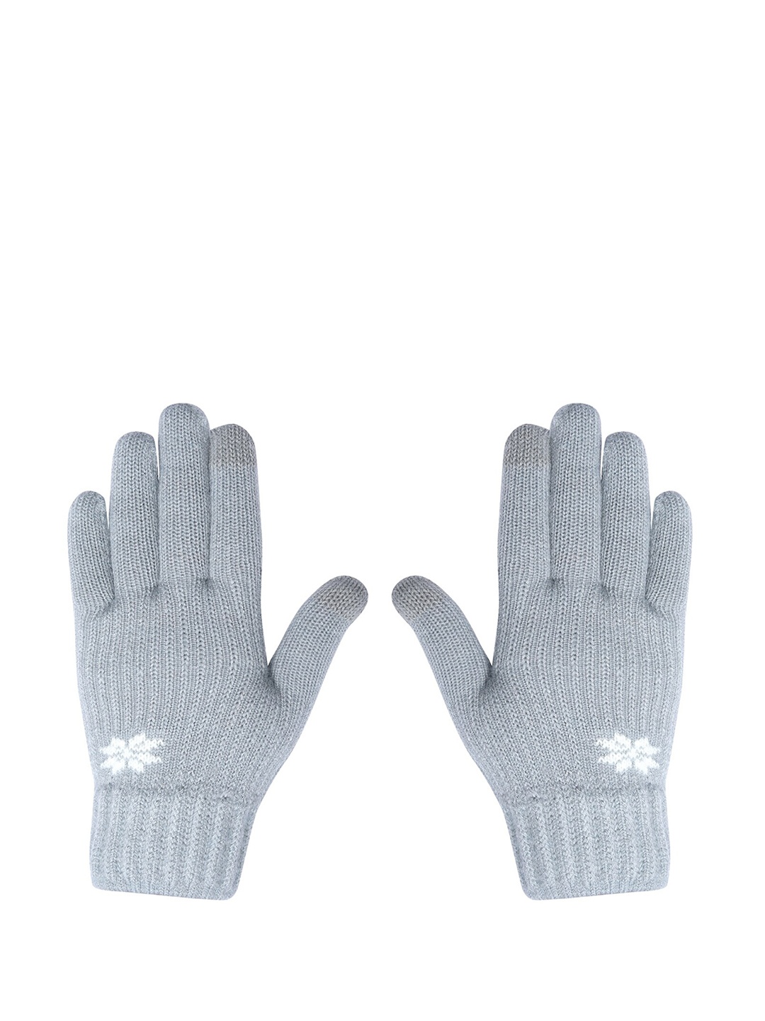

LOOM LEGACY Women Knitted Design Winter Acrylic Woollen Hand Gloves, Grey