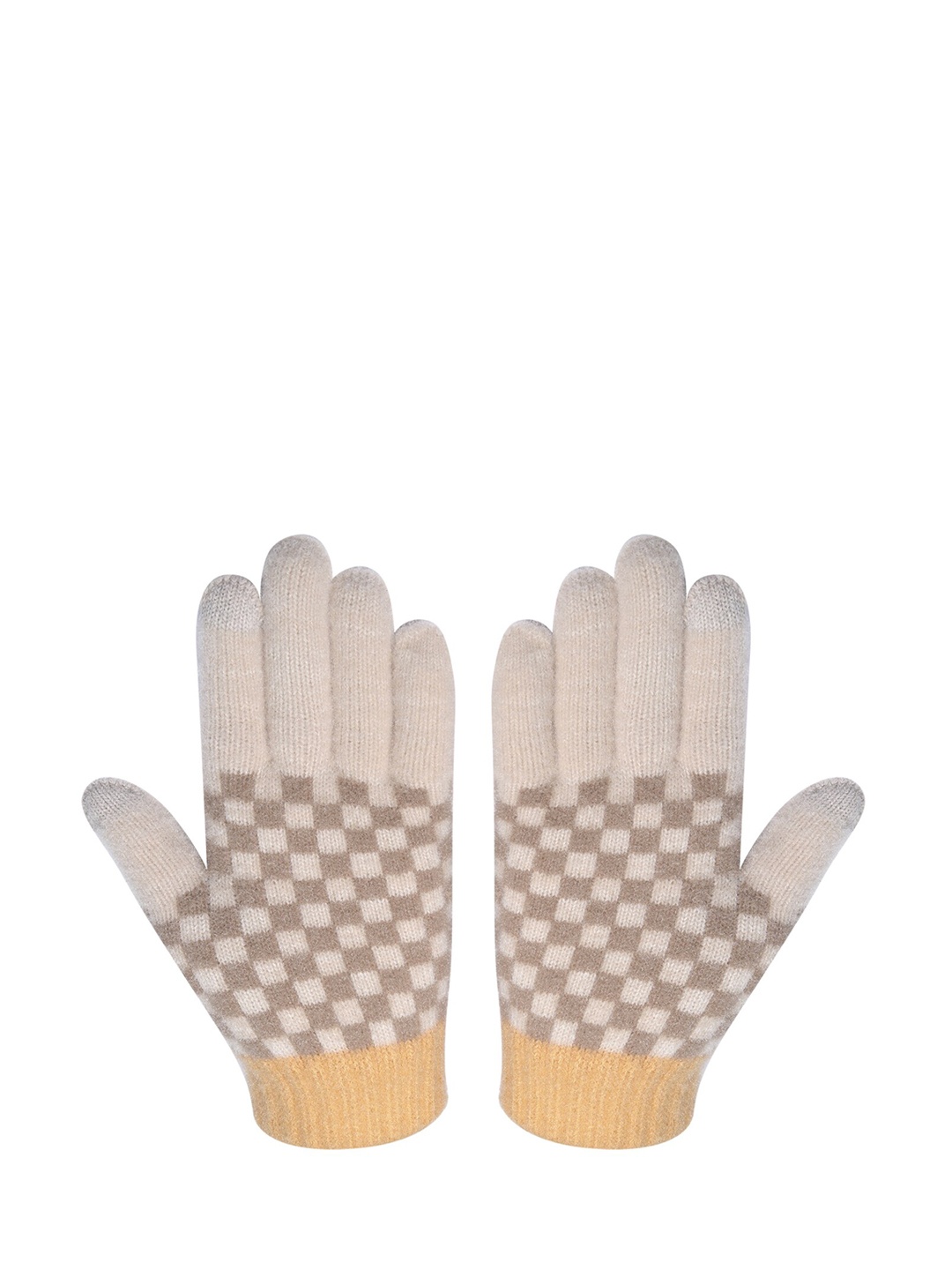 

LOOM LEGACY Women Knitted Design Winter Acrylic Hand Gloves, Cream