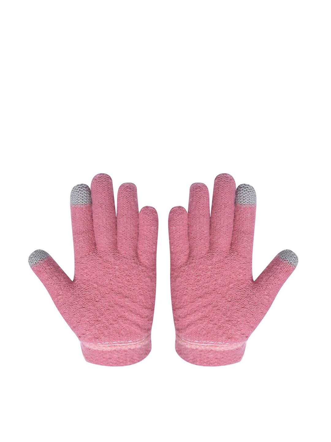 

LOOM LEGACY Women Knitted Design Winter Acrylic Hand Gloves, Pink