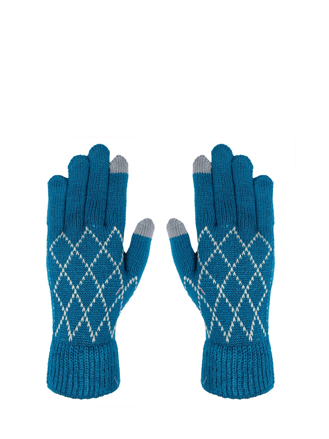 

LOOM LEGACY Women Winter Acrylic Woolen Hand Gloves, Teal