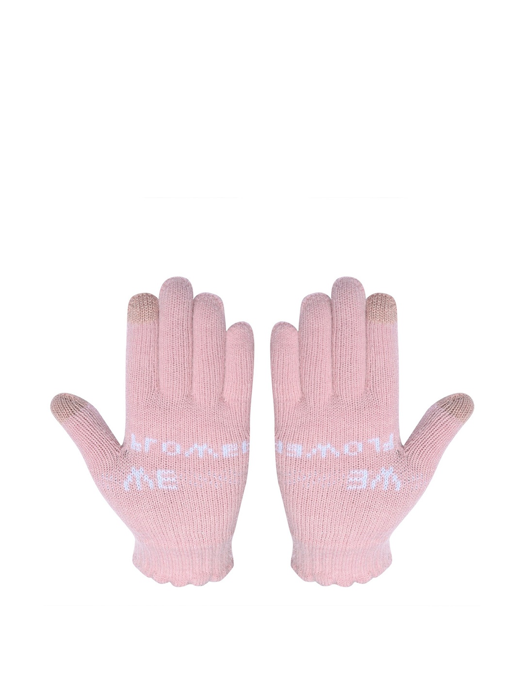 

LOOM LEGACY Women Knitted Design Winter Acrylic Woollen Hand Gloves, Pink