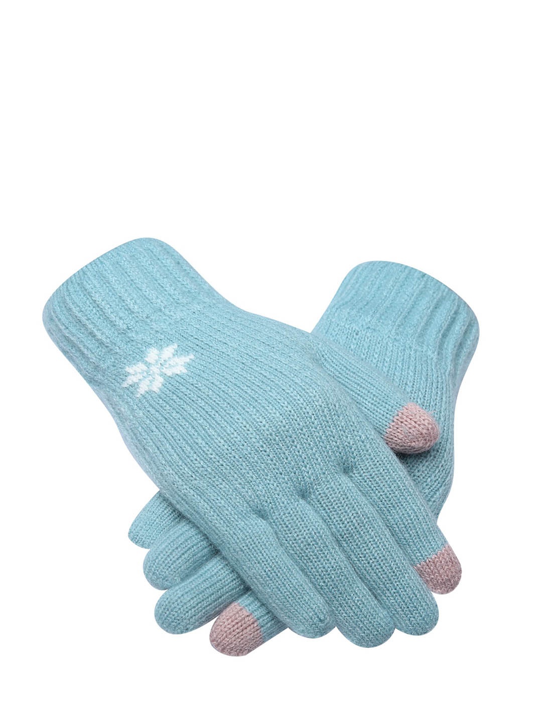 

LOOM LEGACY Women Knitted Design Winter Acrylic Gloves, Turquoise blue