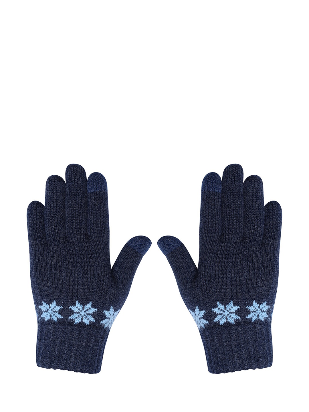 

LOOM LEGACY Women Knitted Design Winter Acrylic Hand Gloves, Navy blue