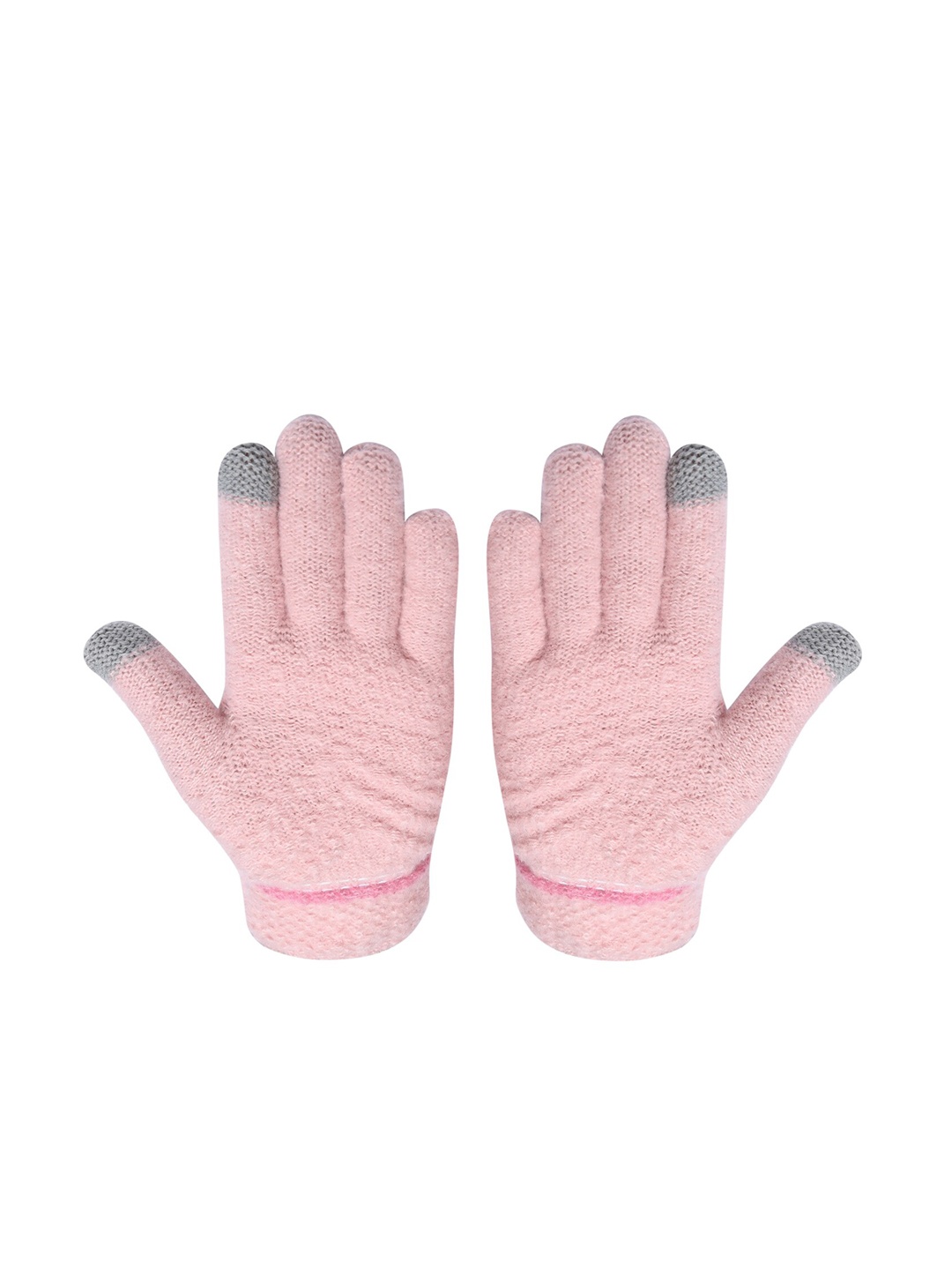 

LOOM LEGACY Women Knitted Design Winter Acrylic Hand Gloves, Pink