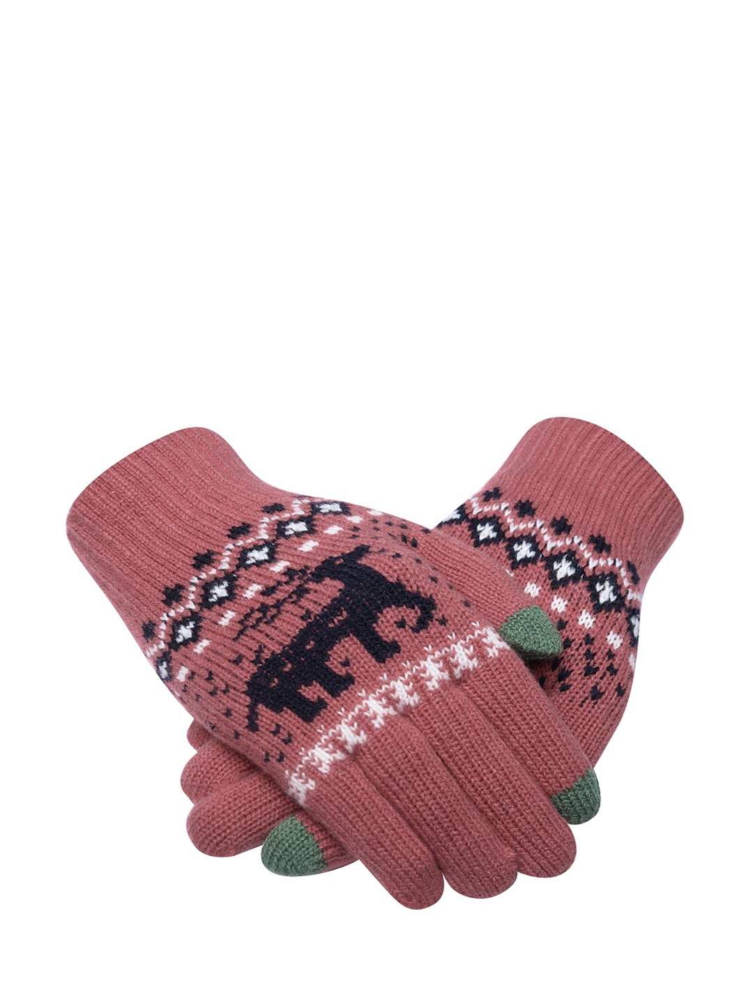 

LOOM LEGACY Women Winter Acrylic Hand Gloves, Red
