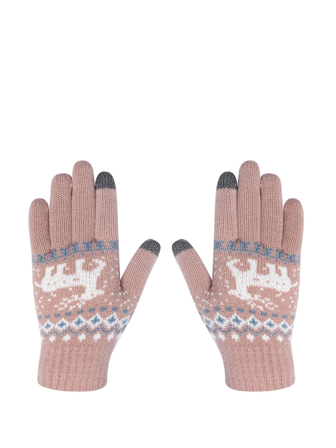 

LOOM LEGACY Women Knitted Design Winter Acrylic Woollen Hand Gloves, Pink