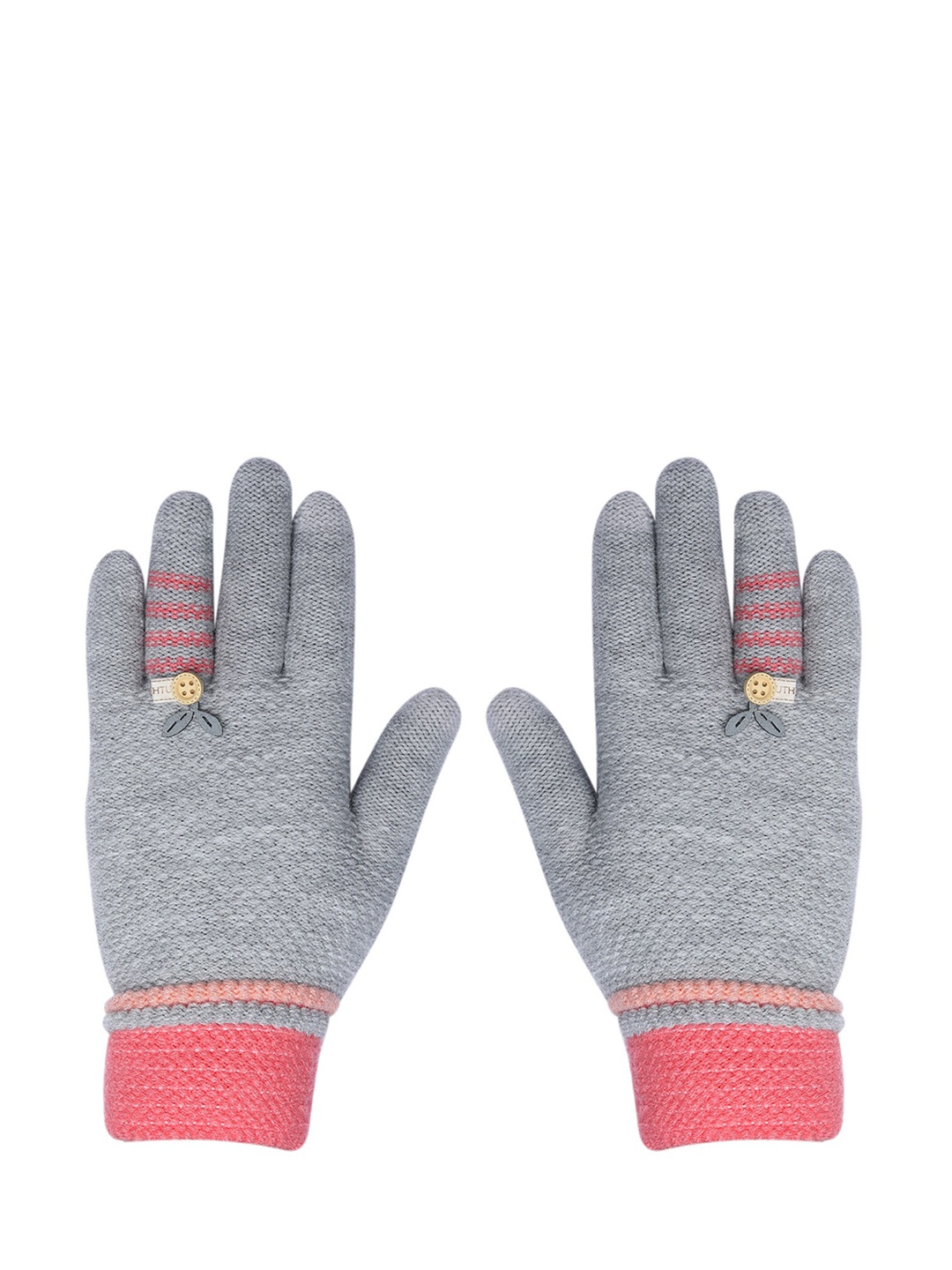

LOOM LEGACY Women Knitted Design Winter Acrylic Hand Gloves, Grey