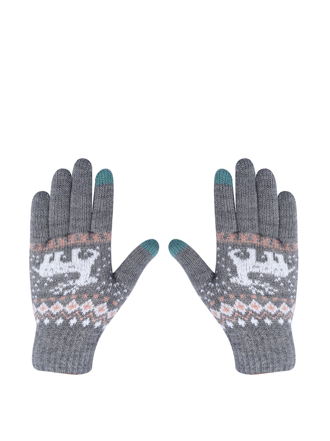 

LOOM LEGACY Women Knitted Design Winter Acrylic Woollen Hand Gloves, Grey