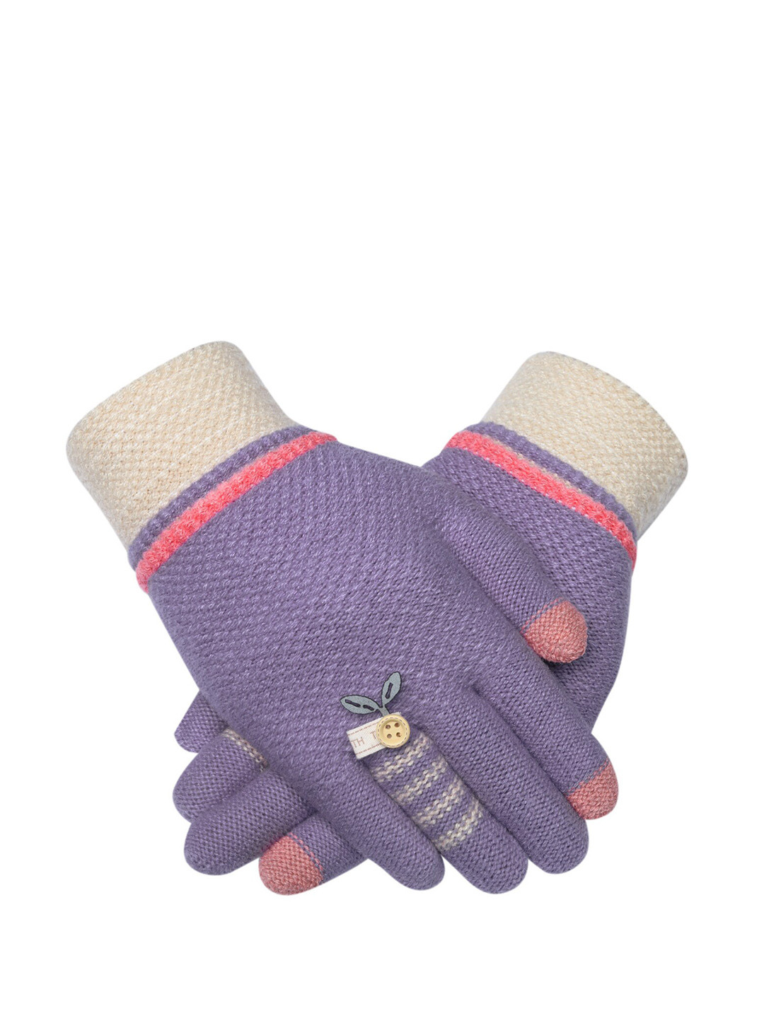 

LOOM LEGACY Women Knitted Design Winter Acrylic Hand Gloves, Purple