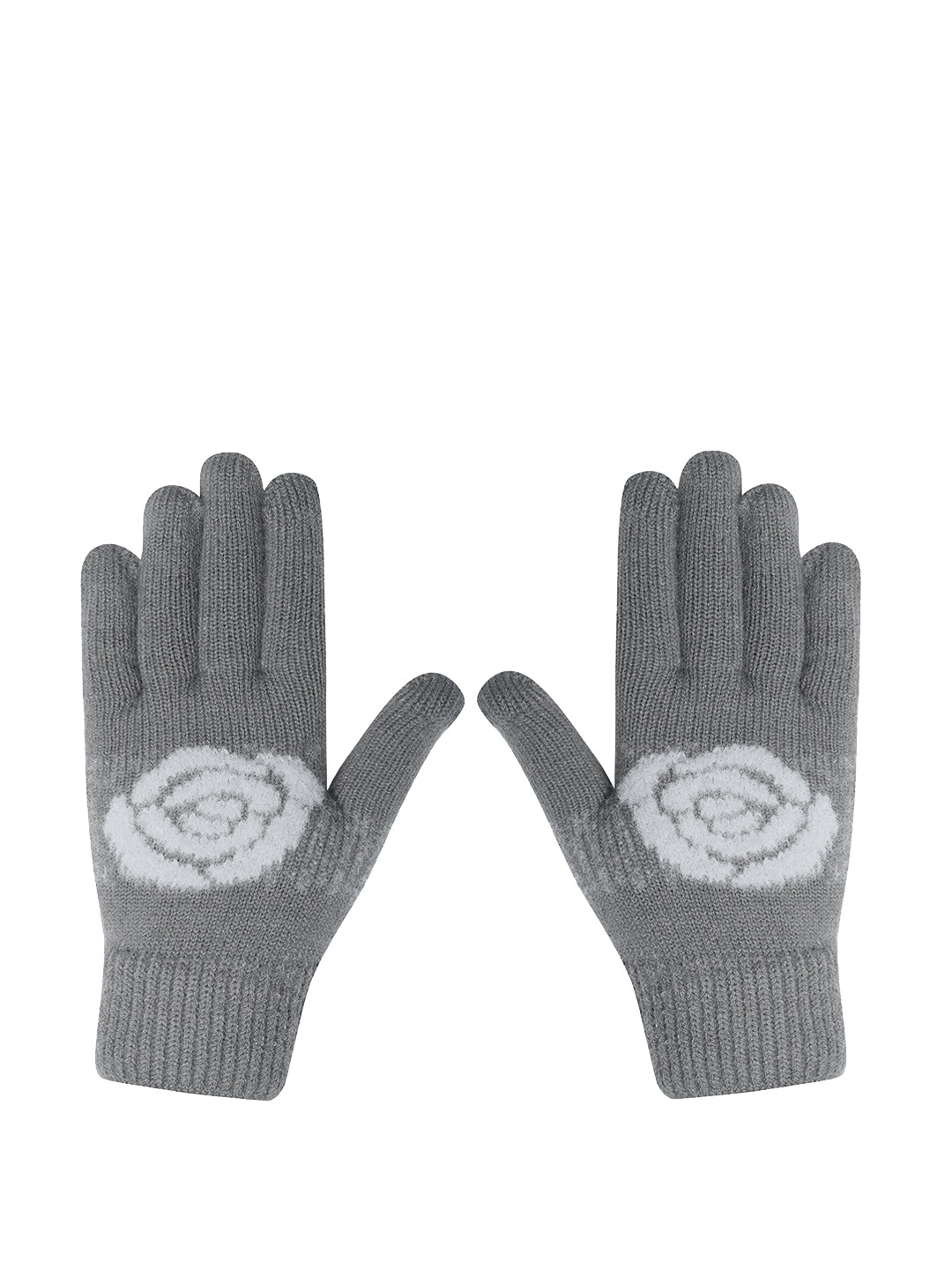 

LOOM LEGACY Women Knitted Design Winter Acrylic Gloves, Grey