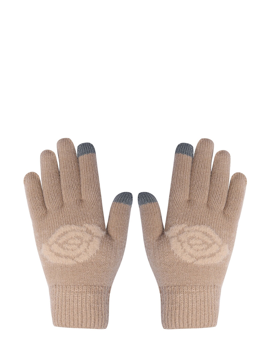 

LOOM LEGACY Women Knitted Design Winter Acrylic Woollen Gloves, Beige