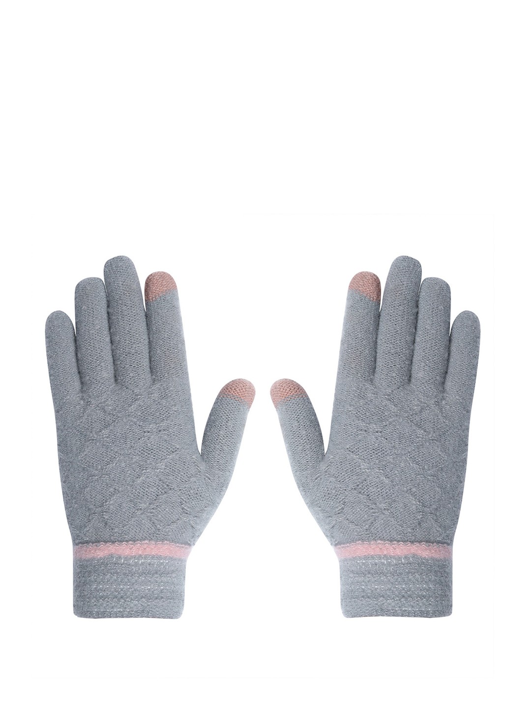 

LOOM LEGACY Women Knitted Design Winter Acrylic Gloves, Grey