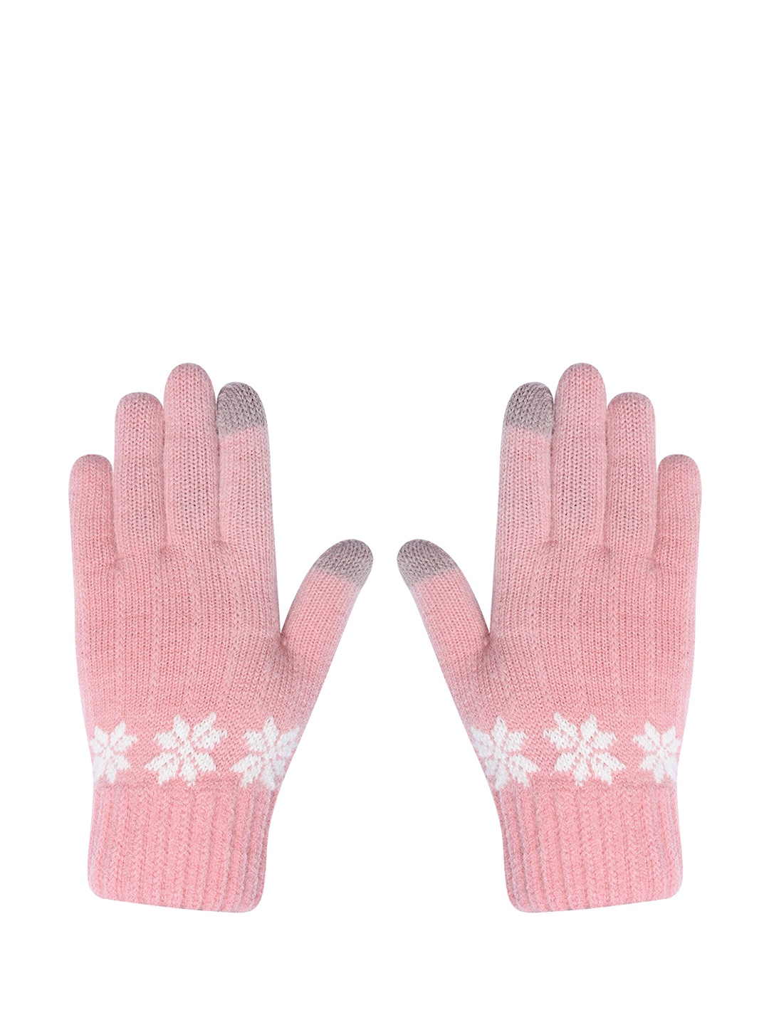 

LOOM LEGACY Women Knitted Design Winter Acrylic Hand Gloves, Pink